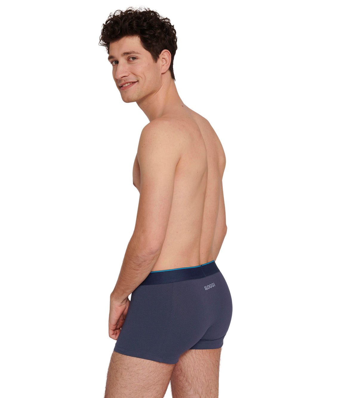 Sloggi Men&#39;s EVER Airy Hipster Boxer Briefs 2 Pack 10216239 Blue Combination Side View