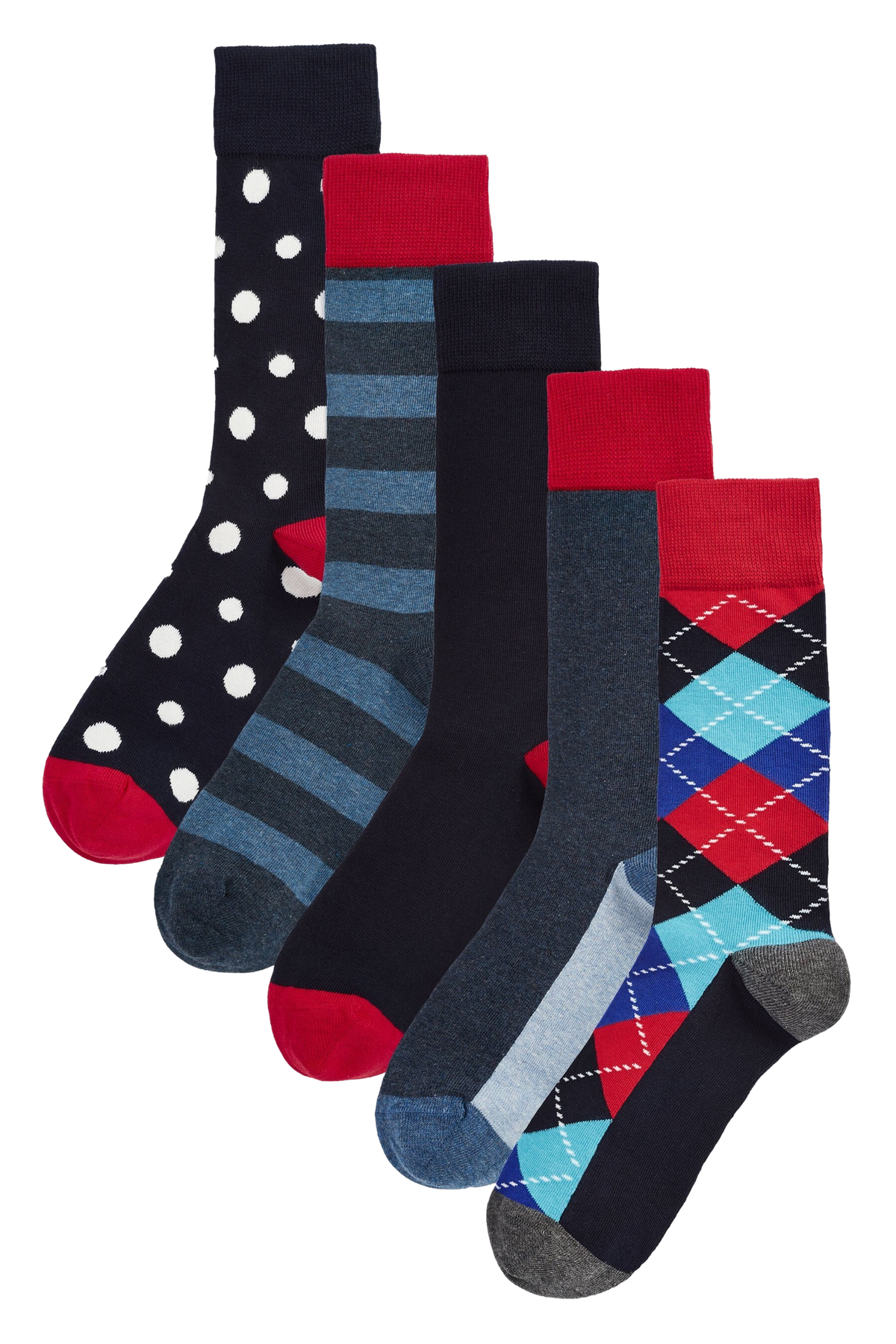 HS by Happy Socks 5 Pack Spots Argyle and Stripe Designs 