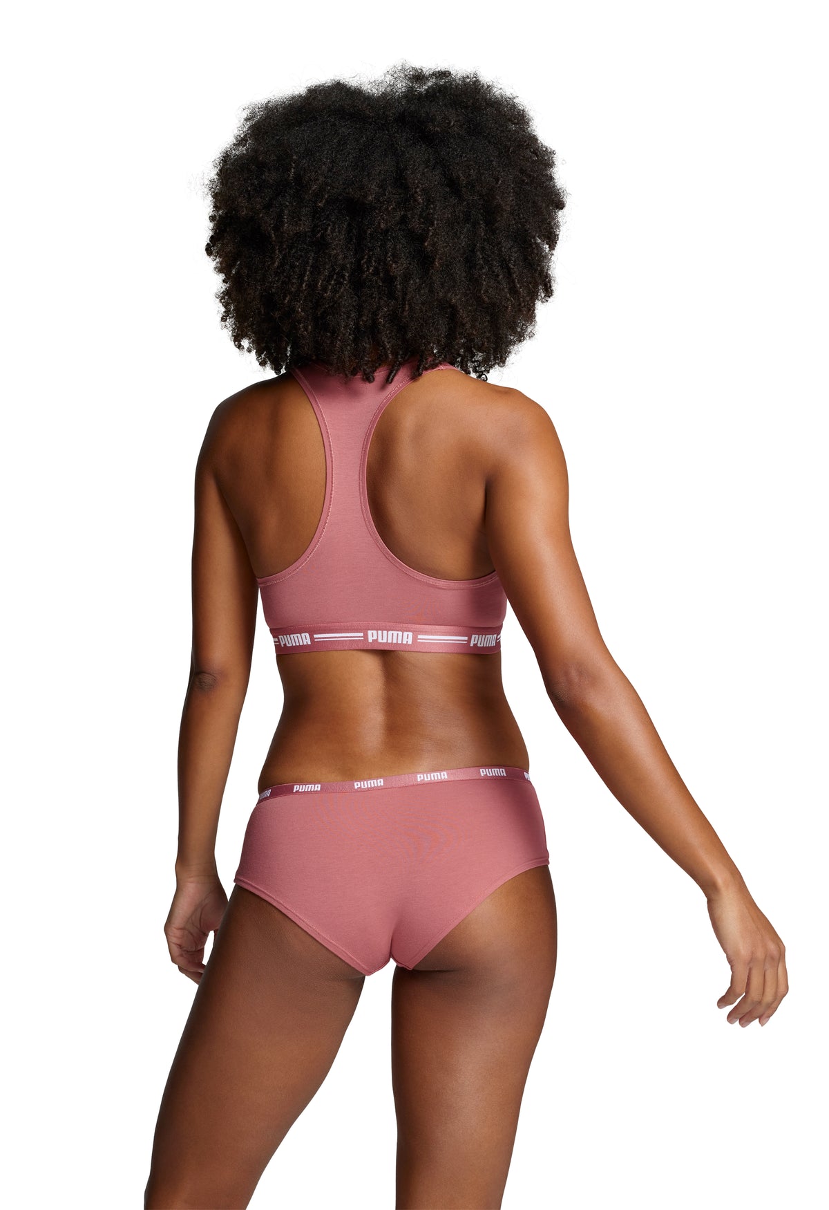 Puma Women&#39;s Hipster Brief 2 Pack 603022001 Full Length Rear View in Heartfelt