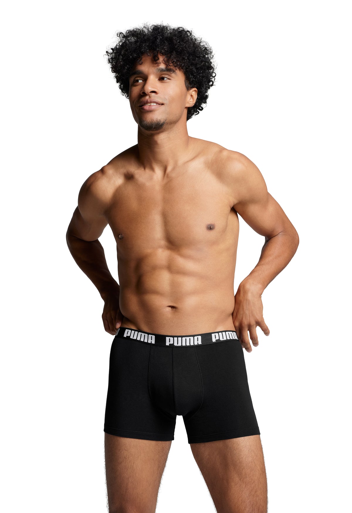 PUMA Men&#39;s Everyday Boxer Shorts Trunks 3 Pack Black Front View