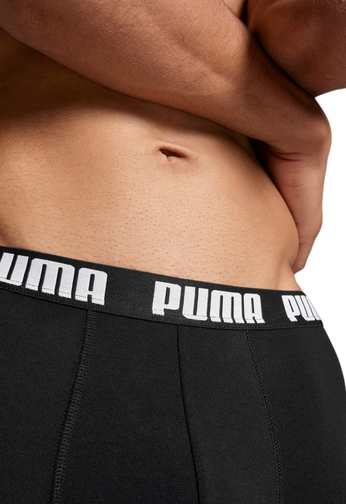 PUMA Men&#39;s Everyday Boxer Shorts Trunks 3 Pack Black Waistband