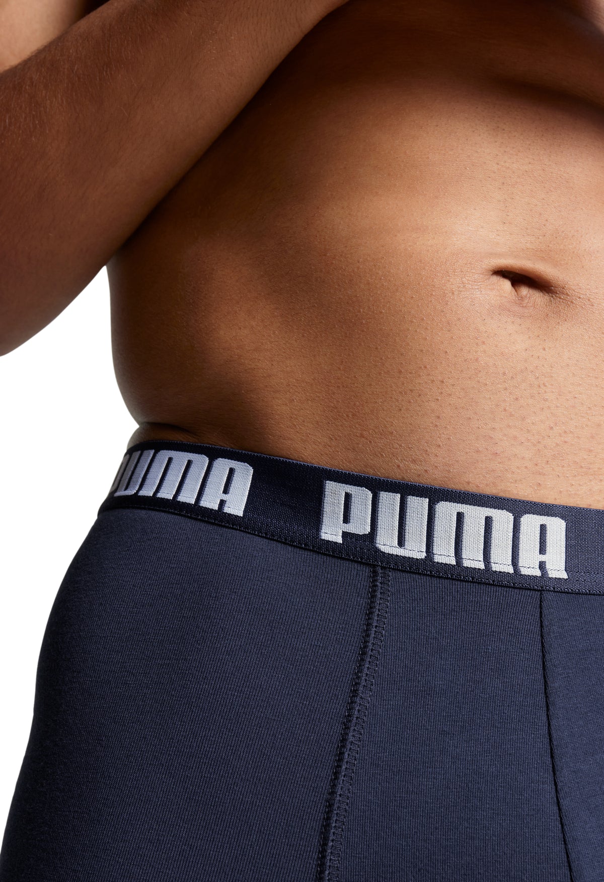 PUMA Men&#39;s Everyday Boxer Shorts Trunks 3 Pack Navy Waistband
