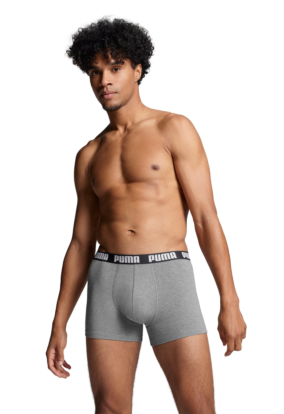 PUMA Men&#39;s Everyday Boxer Shorts Trunks 3 Pack Grey Front