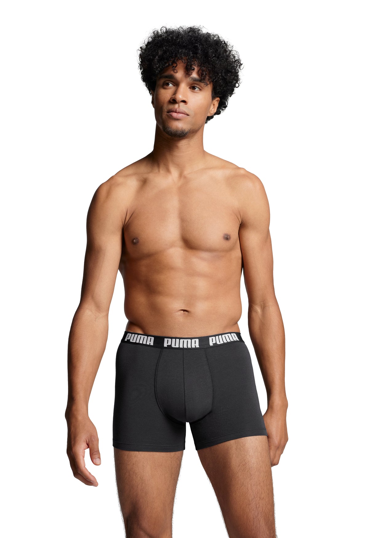 PUMA Men&#39;s Everyday Boxer Shorts Trunks 3 Pack Black Grey Combo Front