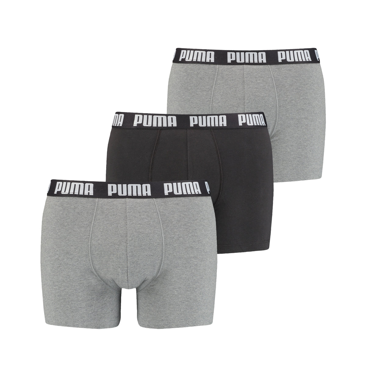 PUMA Men&#39;s Everyday Boxer Shorts Trunks 3 Pack Black Grey Combo