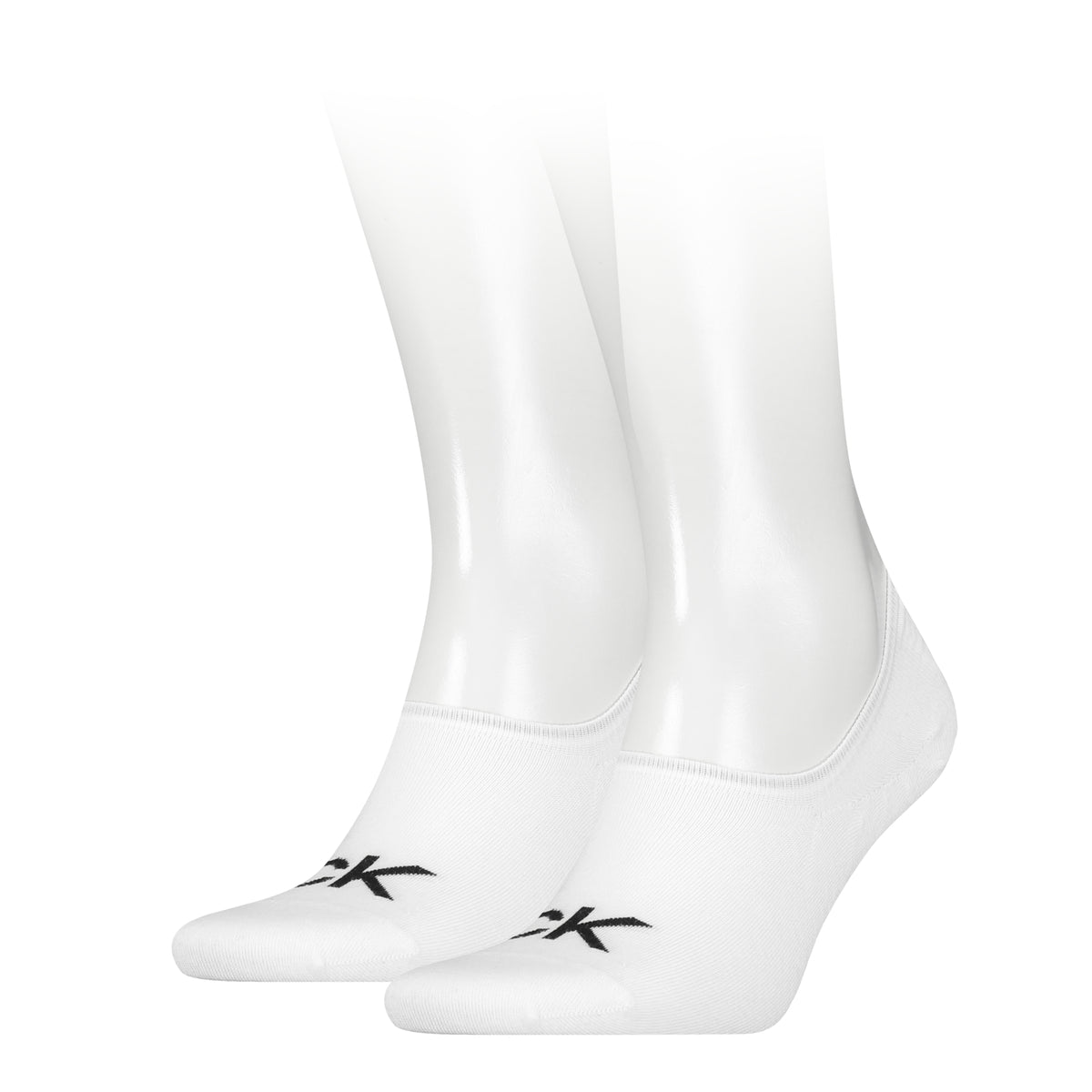 Calvin Klein Men&#39;s Footie High Cut Logo Socks 2 Pack in White as worn