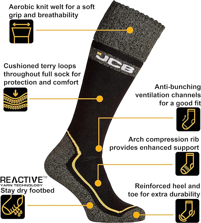 Men&#39;s JCB Pro Tech Wellington Boot Socks Key Features