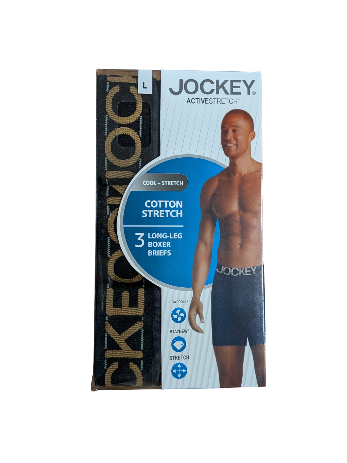 Jockey Men's ActiveStretch 7" Long Leg Boxer Brief Trunks 3 Pack