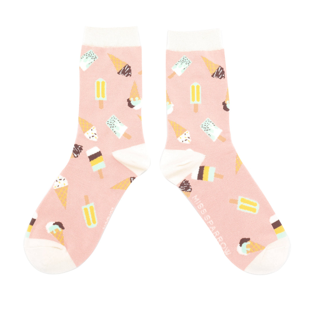 Copy of Miss Sparrow Bamboo Socks for Women - Ice Creams Dusky Pink