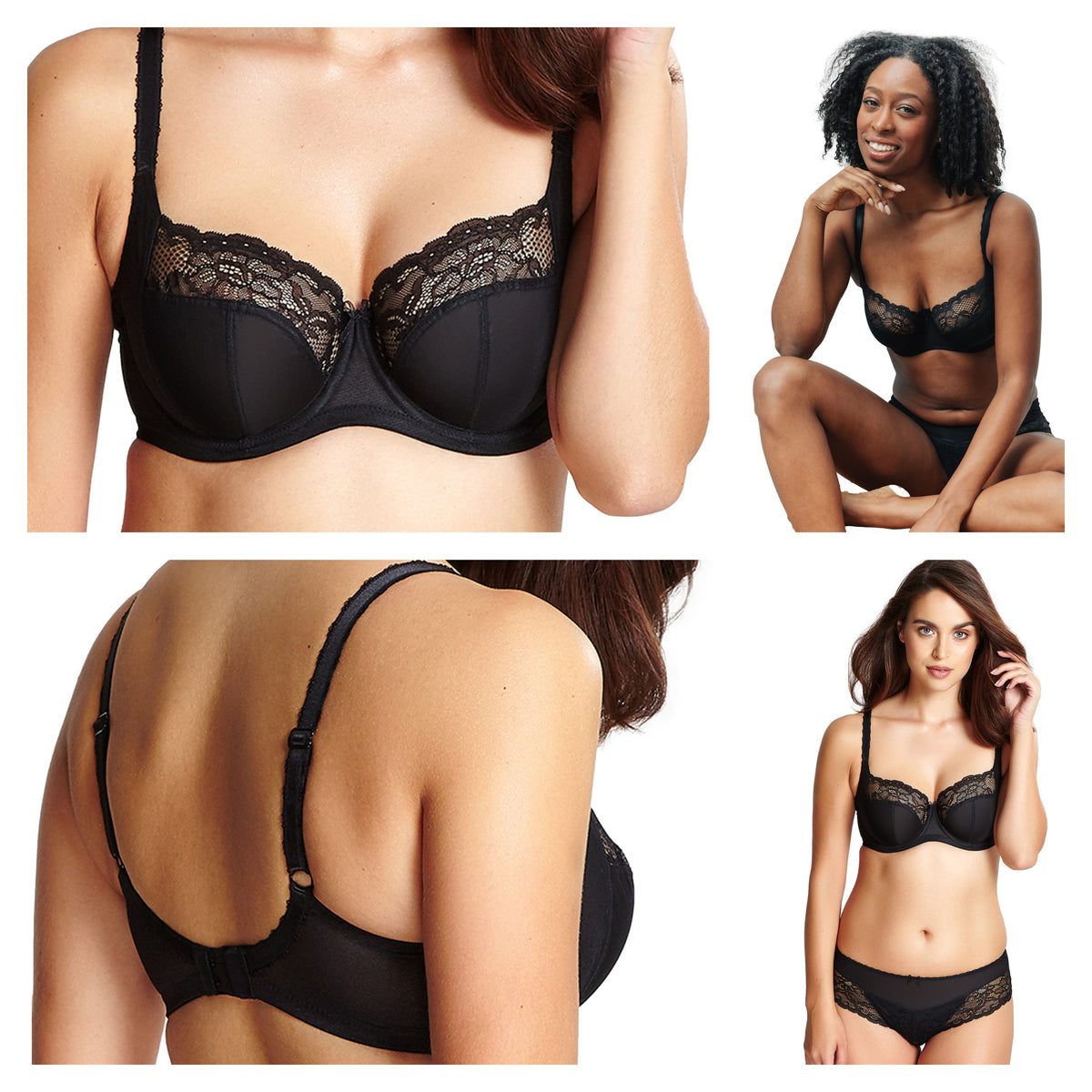 Panache Jasmine Balcony Non Padded Wired Bra in Black Composite