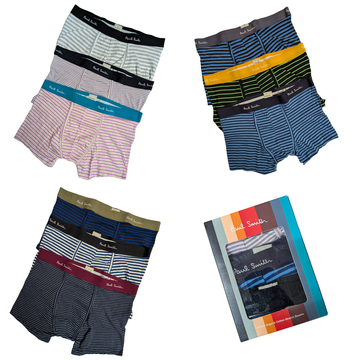 Paul Smith Men's Boxer Briefs 3 Pack Low Rise Cotton Stretch Trunks