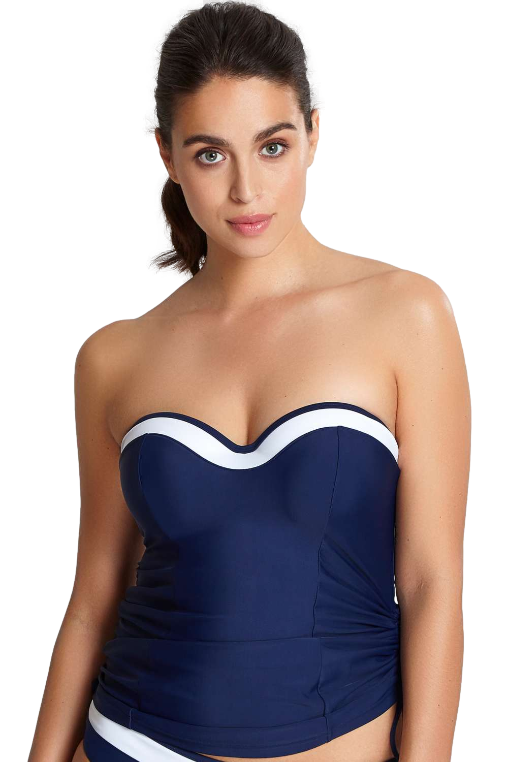 Panache ANYA Cruise Moulded Bandeau Balconnet Tankini SW1091 Navy and White Front Close Up