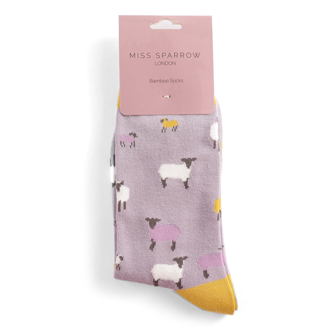 Miss Sparrow Bamboo Socks for Women - Sheep Family