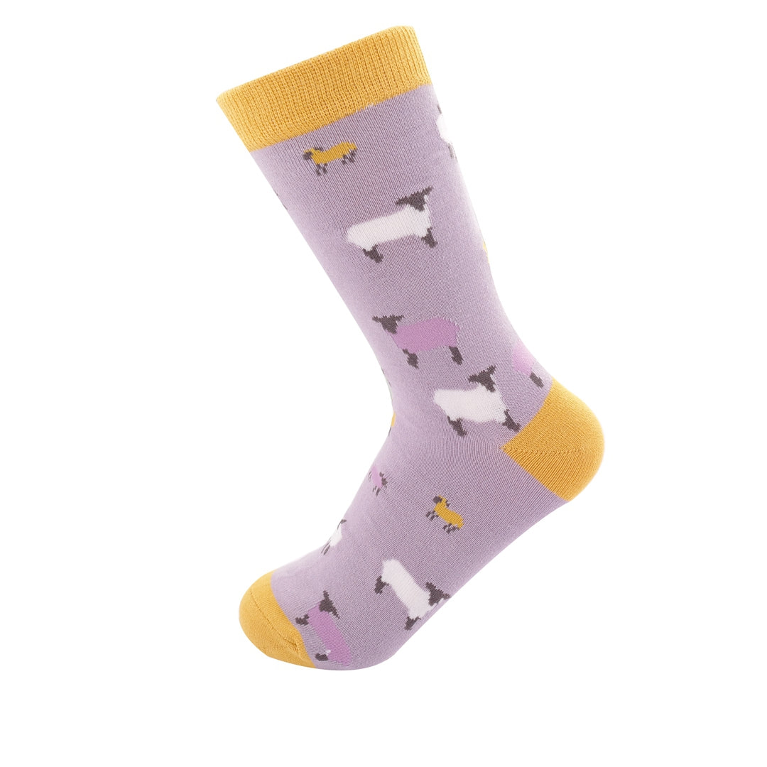 Miss Sparrow Bamboo Socks for Women - Sheep Family
