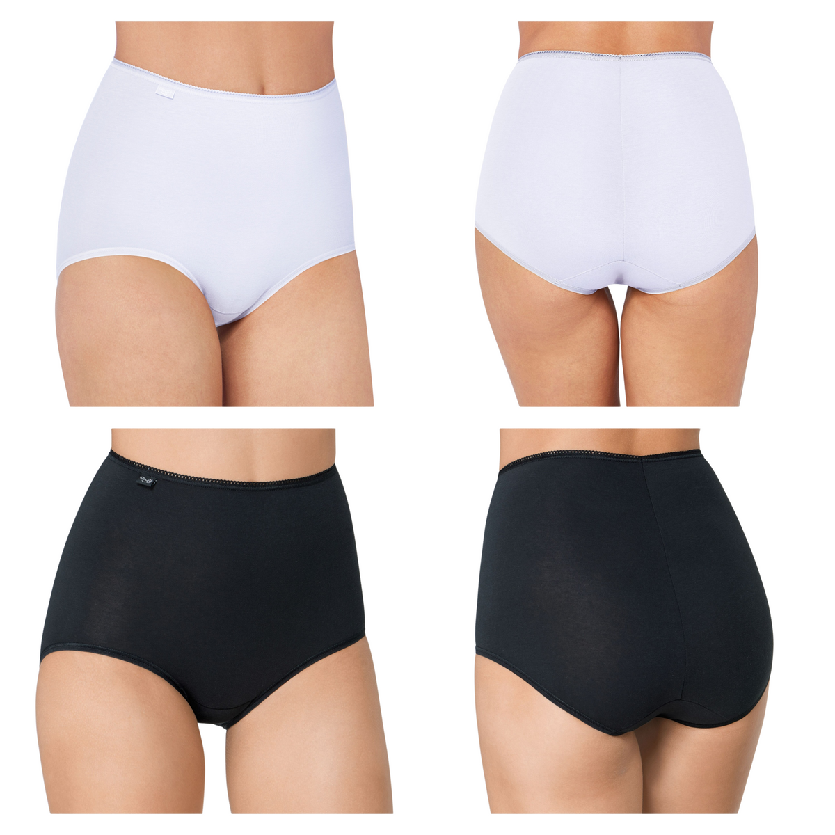 Sloggi 24/7 Maxi White and black high-waisted underwear on a white background