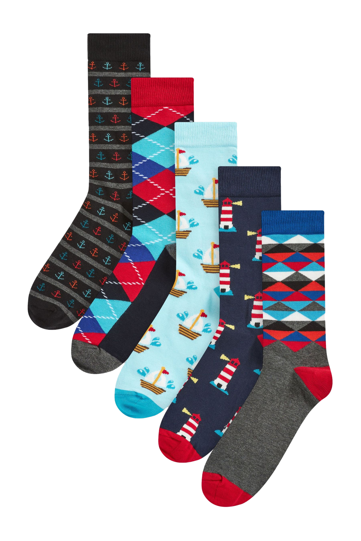 HS by Happy Socks 5 Pack Nautical and Argyle Designs 