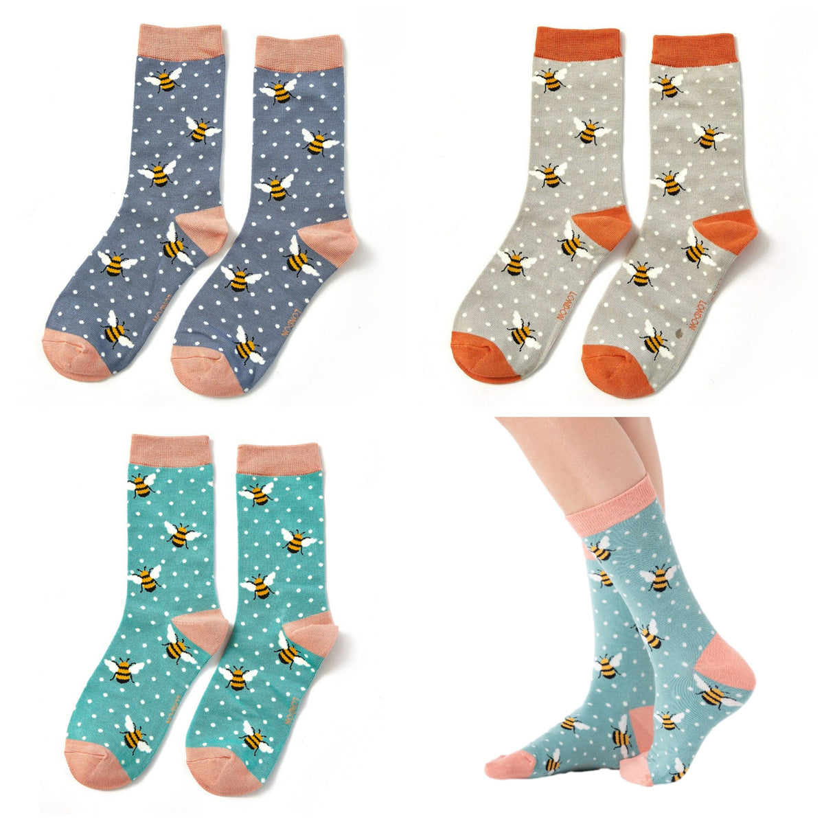 Miss Sparrow Bamboo Socks for Women - Bumble Bees Composite