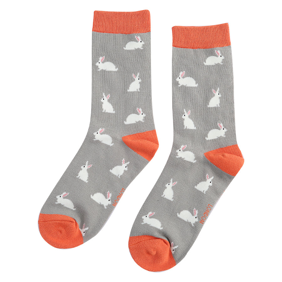 Miss Sparrow Bamboo Socks for Women - Rabbits Grey