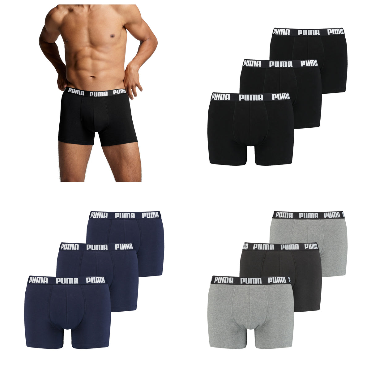 PUMA Men&#39;s Everyday Boxer Shorts Trunks 3 Pack Composite