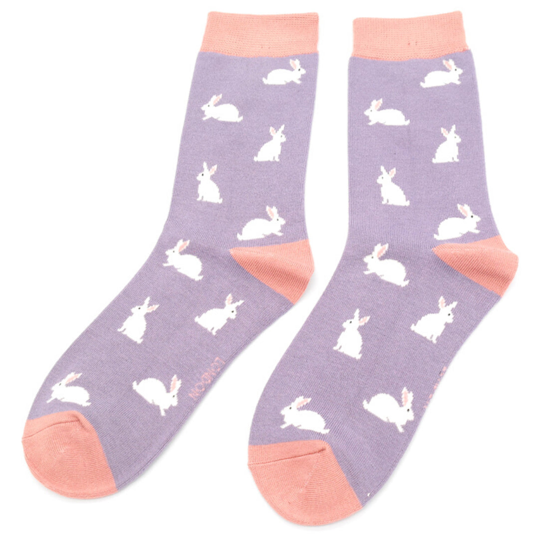 Miss Sparrow Bamboo Socks for Women - Rabbits Lilac