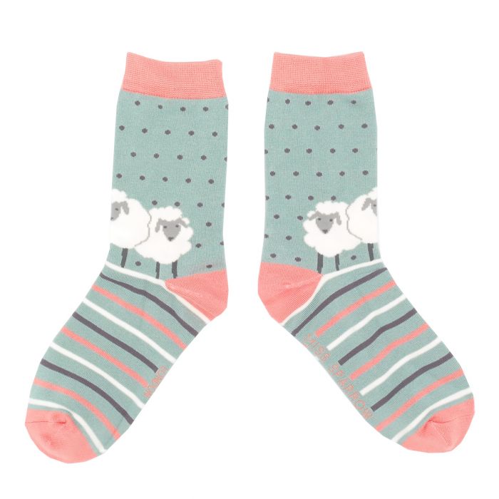 Miss Sparrow Bamboo Socks for Women - Sheep Friends Aqua