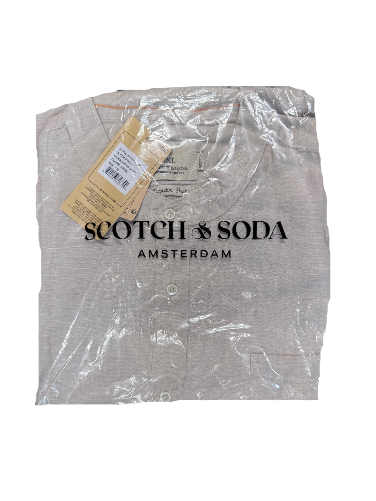 Men's Scotch & Soda Paradise Linen Shirt Stand up Grandad Collar