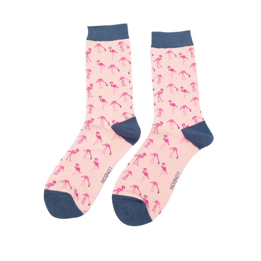 Miss Sparrow Bamboo Socks for Women - Wild Flamingos Dusky Pink