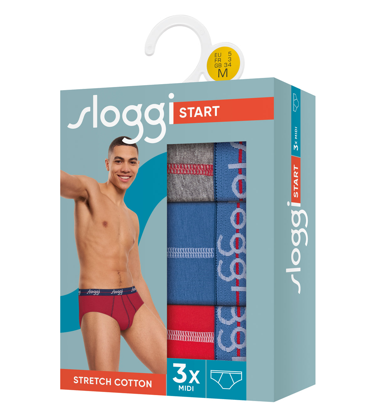 Sloggi Men&#39;s Start Midi Briefs 3 Pack V020 10207040 Packshot