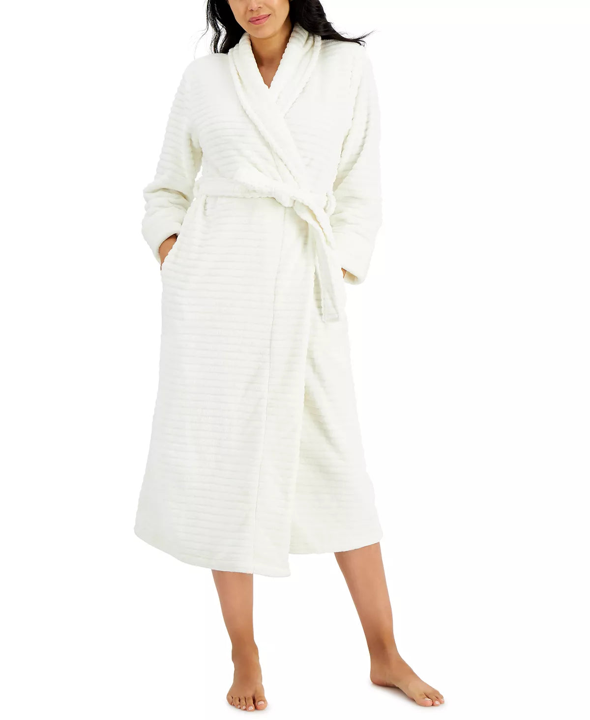 charter club dressing gown Charter Club Women's Long Floral-Print Flannel Robe, Created for Macy's