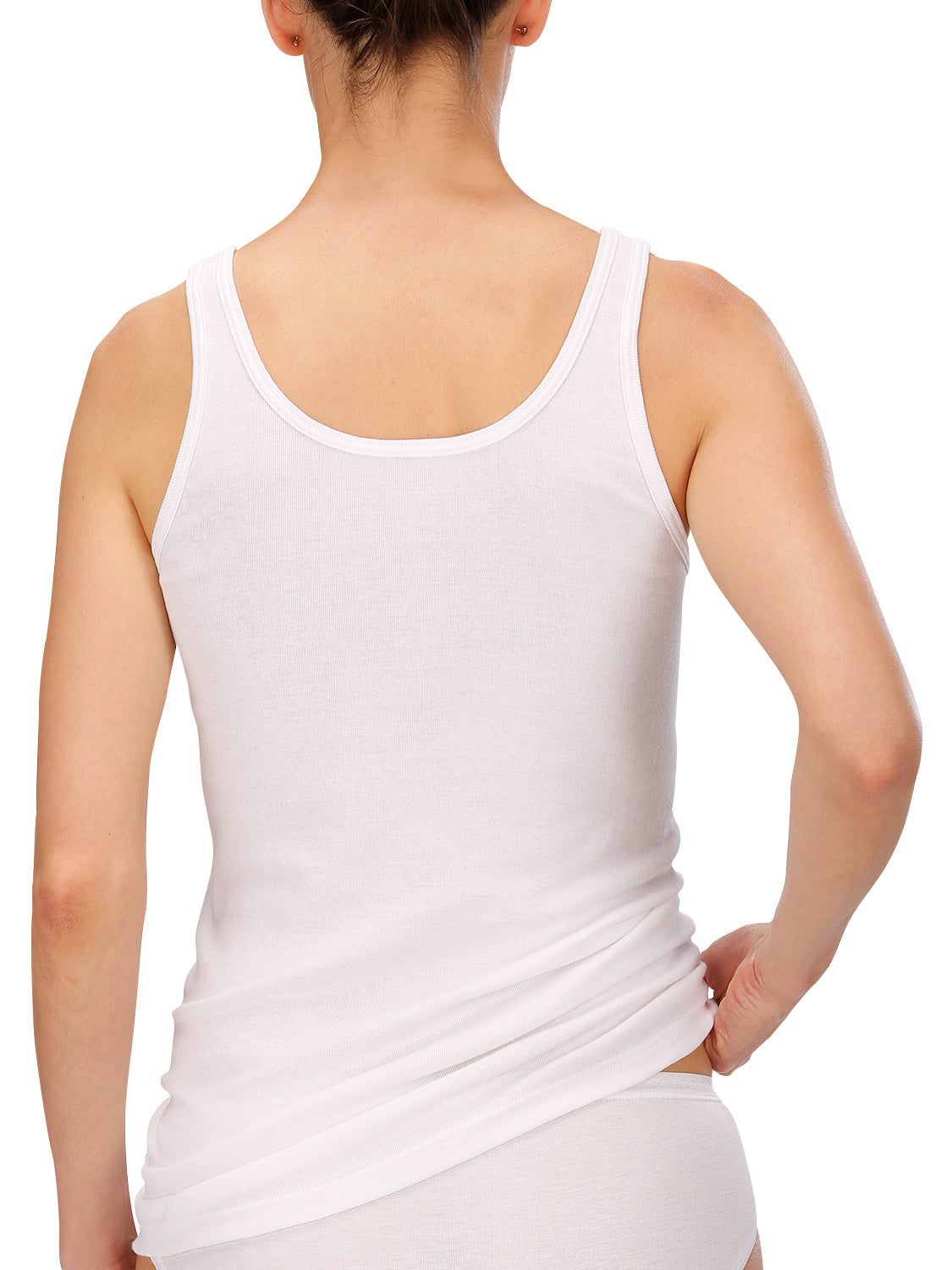 Naturana Women&#39;s Cotton Build Up Shoulder Vest Twin Pack 802529 White Back