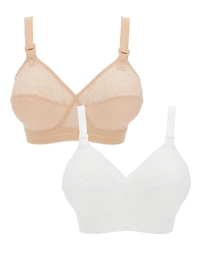 2 Pack of Non Wired Bras in White / Nude Cross Your Heart 165