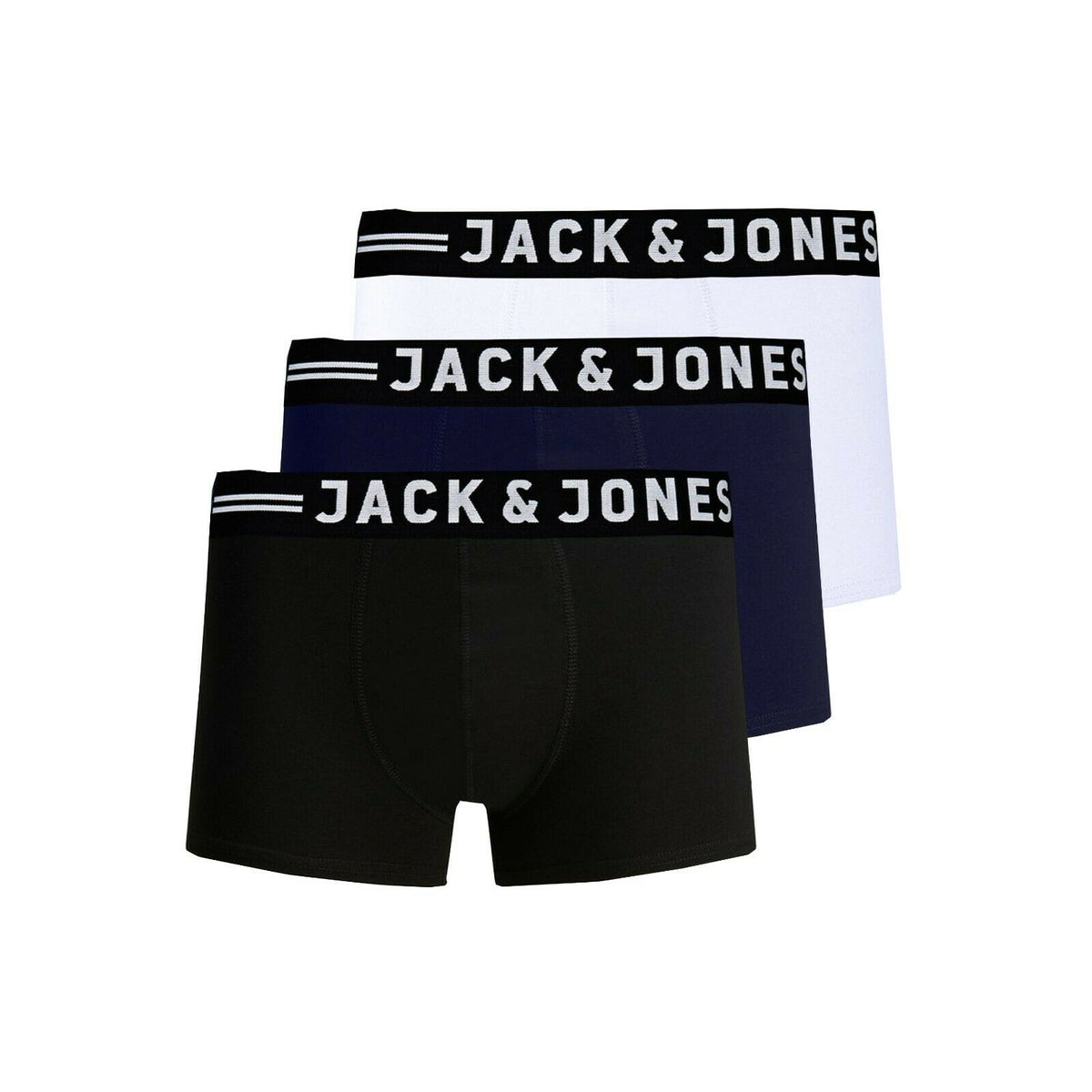 Jack and Jones 3 Pack Trunks Black White Navy Multipack