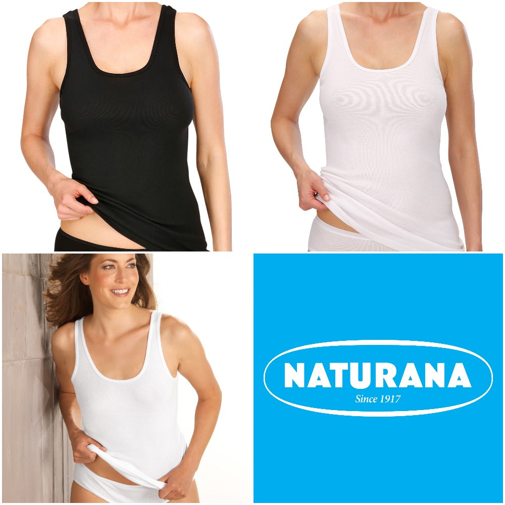 Naturana Women&#39;s Cotton Build Up Shoulder Vest Twin Pack 802529 Composite
