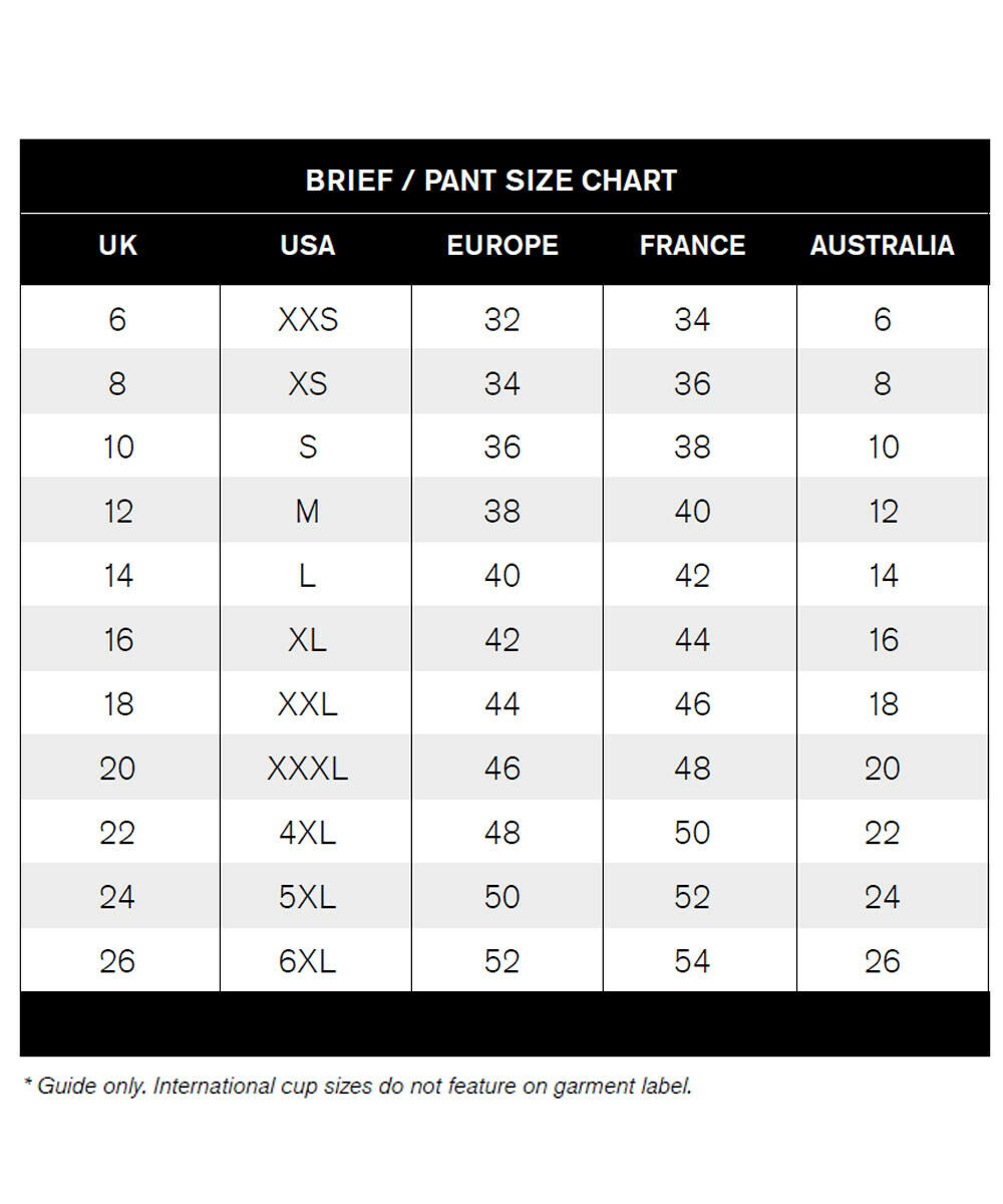 Panache Briefs Size Chart