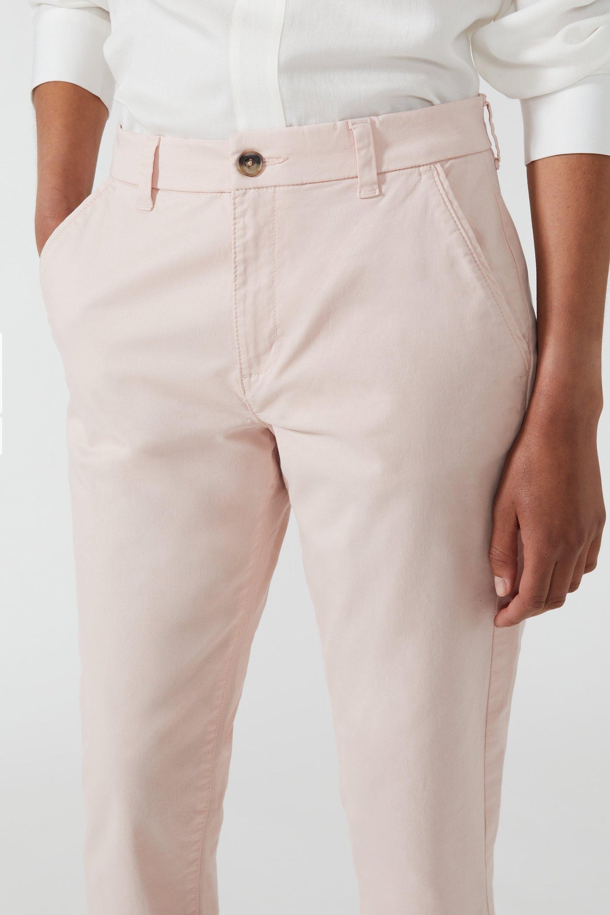 Ex Principles Women&#39;s Cropped Chino Trousers 3/4 Capri Trousers Light Pink Detail