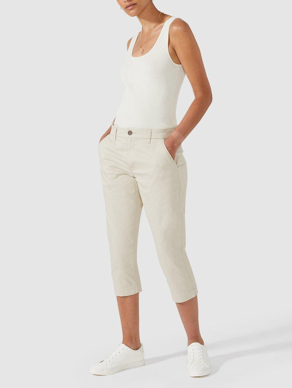 Ex Principles Women&#39;s Cropped Chino Trousers 3/4 Capri Trousers Natural 2