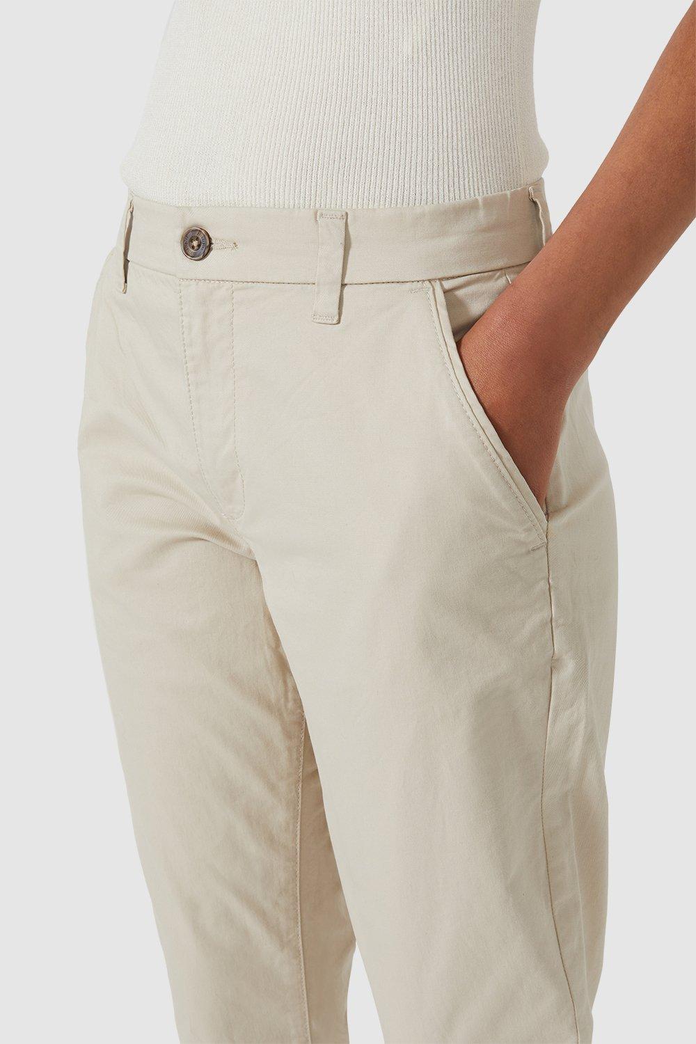 Ex Principles Women&#39;s Cropped Chino Trousers 3/4 Capri Trousers Natural Detail